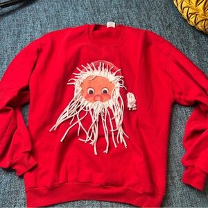 Vintage Jerzees Christmas Santa Crewneck Sweatshirt Folk Art Size XL Women's